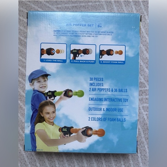 Air Popper Guns Set 2 Guns 38 Foam balls Toys Fun All Ages 
summer Outdoor. - Picture 2 of 2